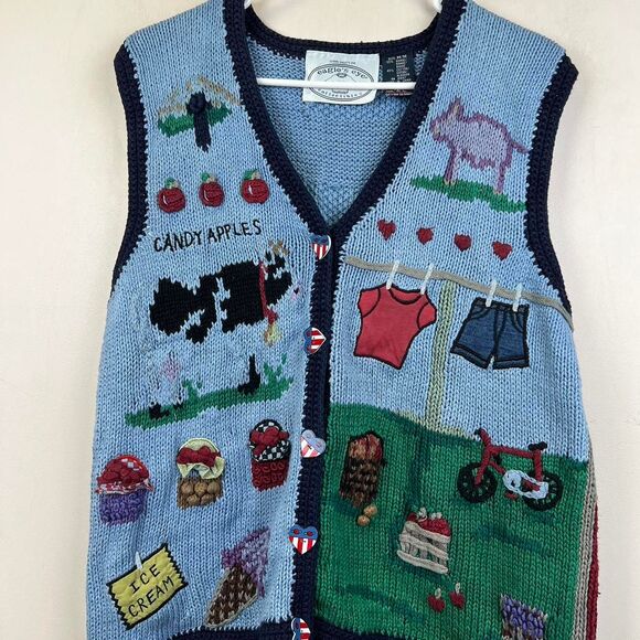 Eagle's Eye Farm Country Cow Festival Sweater Boho Size M - Picture 3 of 8